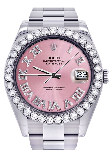 rolex pink roman dial oyster